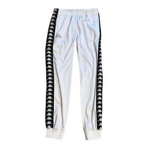 Kappa women’s White Joggers with Black Stripes